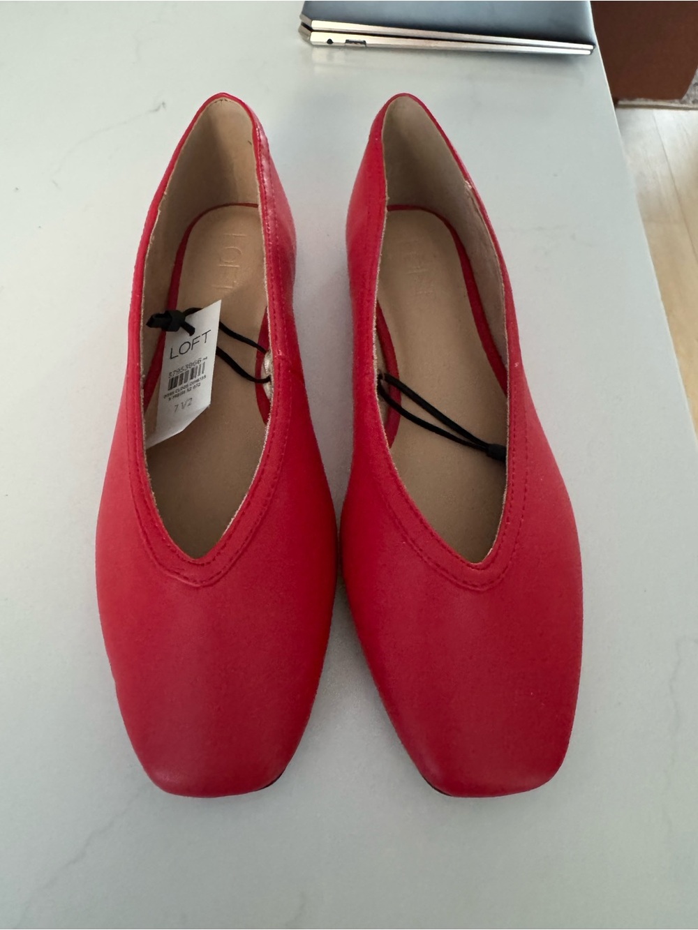 LOFT Red Square-Toe Slip-On Flats